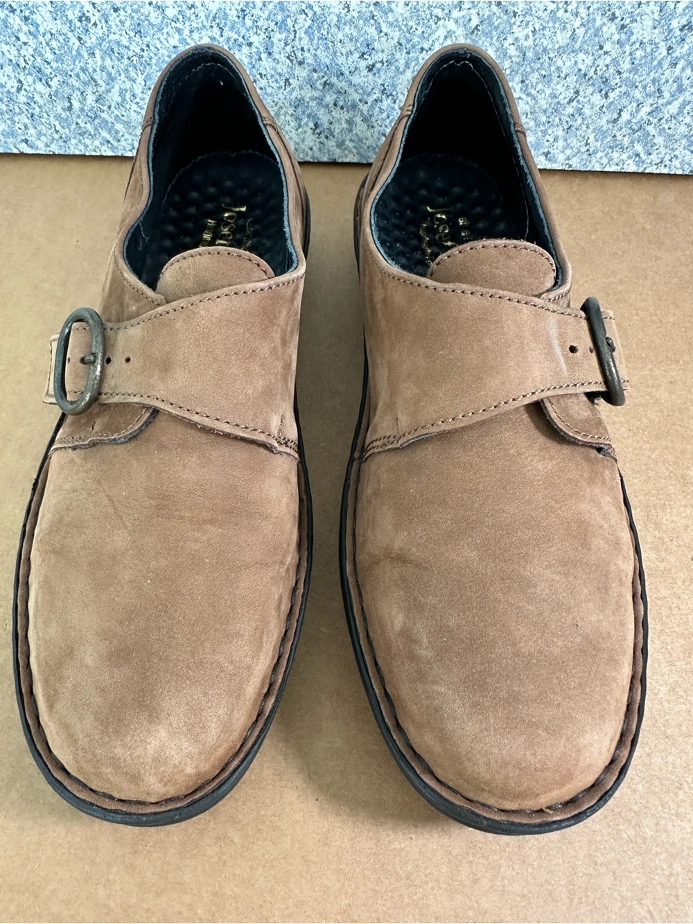 Josef Seibel Air Massage Taupe Suede Monk Strap Shoes 39 NWOB